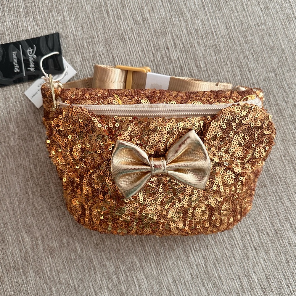 Loungefly Fanny pack in sequins gold. Brand new
